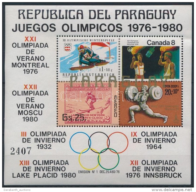** 1978 Olimpiai J&aacute;t&eacute;kok 1976-1980 Blokk Mi 316 - Autres & Non Classés