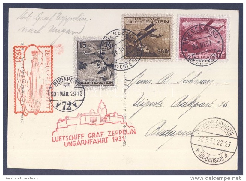 1931 Zeppelin Magyarorsz&aacute;gi &uacute;tja, K&eacute;peslap Budapestre / Zeppelin Flight To Hungary, Postcard... - Autres & Non Classés