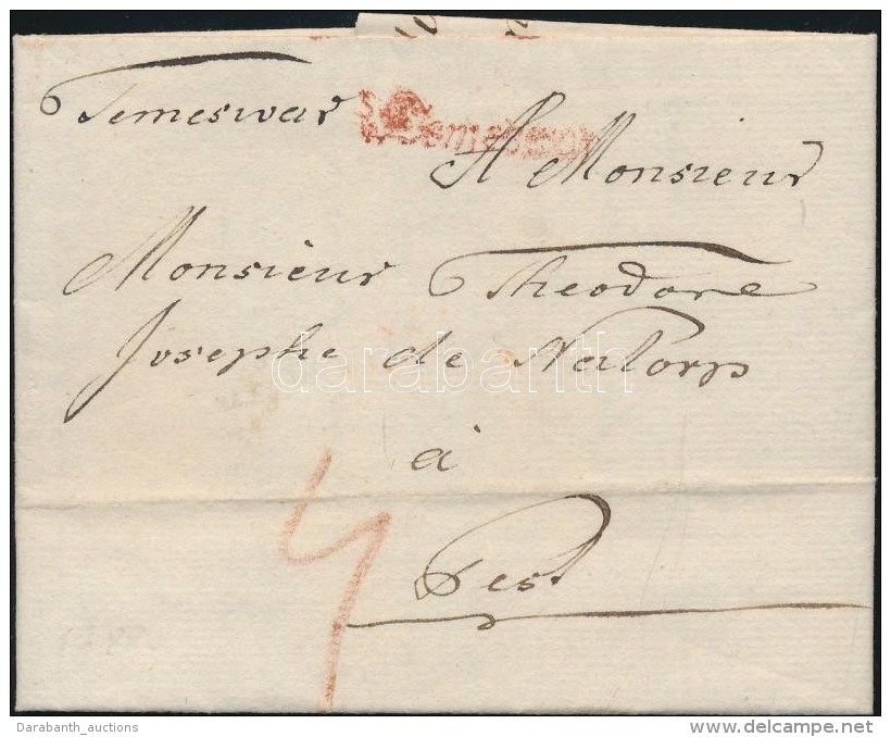1788 Port&oacute;s Lev&eacute;l / Cover With Postage Due, Piros / Red 'v Temeswar' - Pest - Otros & Sin Clasificación