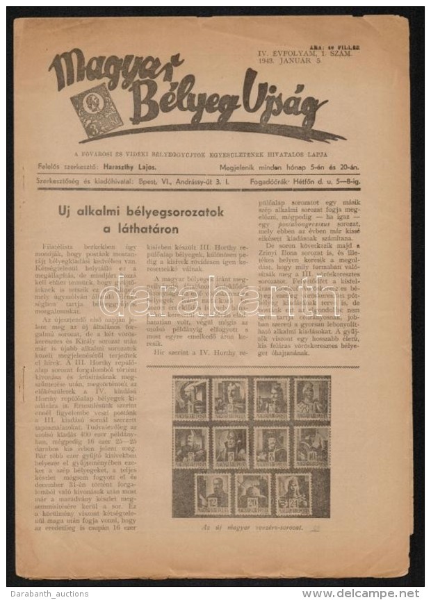 1943 Magyar B&eacute;lyeg &Uacute;js&aacute;g Majdnem Teljes &eacute;vfolyam, A 19. Sz&aacute;m Hi&aacute;nyzik - Autres & Non Classés