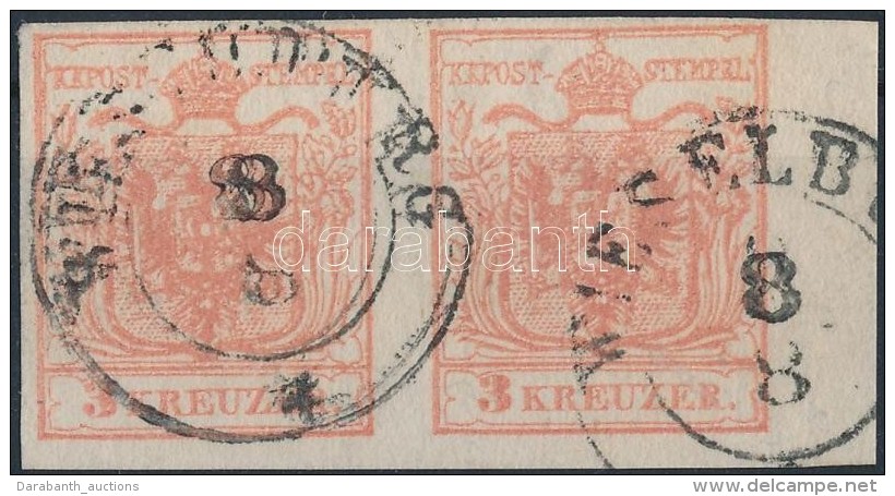 O 1850 2 X 3kr V&iacute;zszintes P&aacute;r / Pair MP III. Teljes Sz&eacute;lekkel, A Jobb Oldali... - Autres & Non Classés