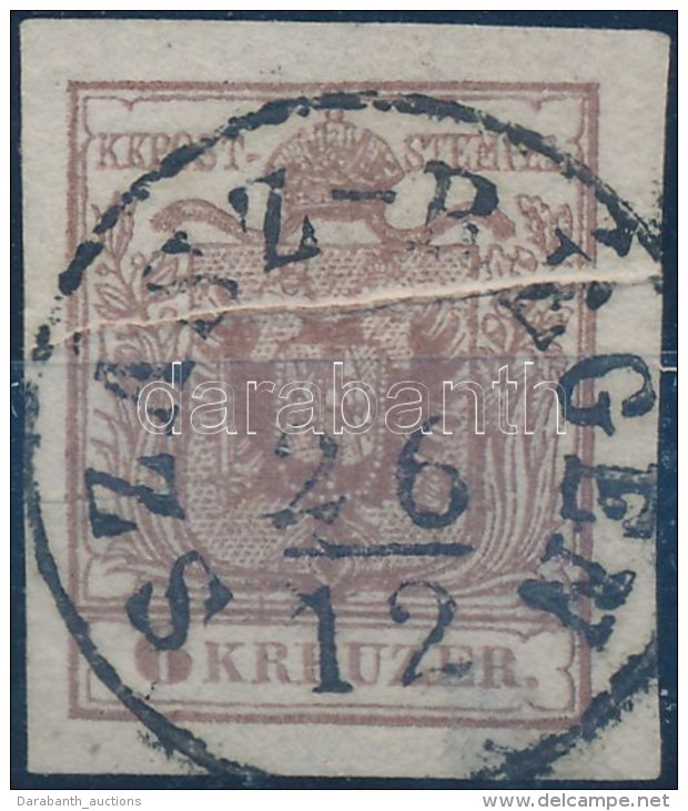 O 1850 6kr HP III. &oacute;ri&aacute;si Sz&eacute;lekkel, Pap&iacute;rr&aacute;nccal / With Nice Margins, Paper... - Autres & Non Classés