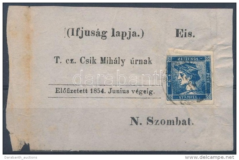 1854 H&iacute;rlapb&eacute;lyeg I. T&iacute;pus C&iacute;mszalag Darabon ,,TIRNAU' - Autres & Non Classés