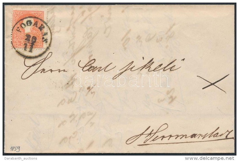 1859 5kr II. Lev&eacute;len Teljes Tartalommal / On Cover With Full Content 'FOGARAS' - 'HERMANNSTADT / Mittags' - Autres & Non Classés