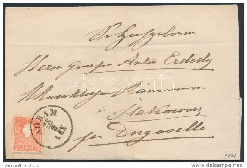 1861 5kr II. Centr&aacute;lt, Lev&eacute;len / On Cover 'AGRAM / 1.EX' - Autres & Non Classés