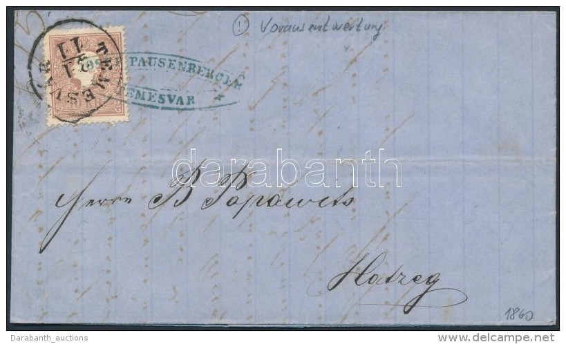 1860 10kr II. Centr&aacute;lt, Fest&eacute;kfoltokkal / With Paint Spots, Lev&eacute;len Teljes Tartalommal / On... - Autres & Non Classés