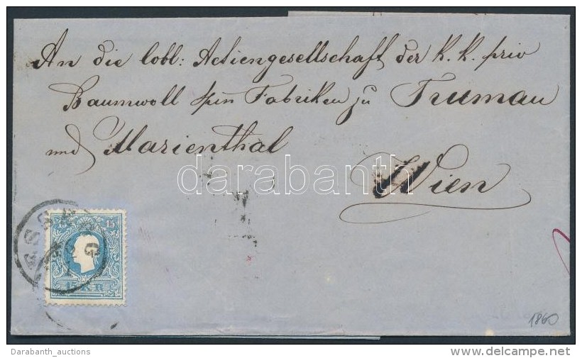 1860 15kr II. Fest&eacute;khi&aacute;nnyal Lev&eacute;len / On Cover 'ESSEGG' - Wien - Autres & Non Classés