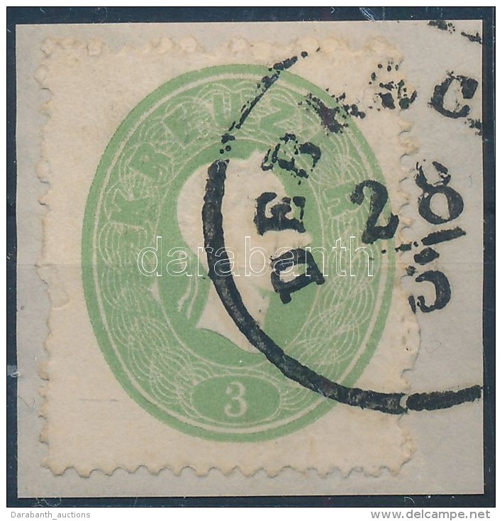 1861 3kr Z&ouml;ld / Green, Fest&eacute;kfoltok / Paint Spots 'DEBREC(ZIN)' - Autres & Non Classés