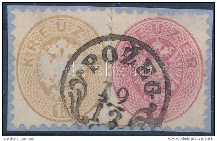 1864 5kr + 15kr V&iacute;zjellel / With Watermark 'POZEG' - Autres & Non Classés