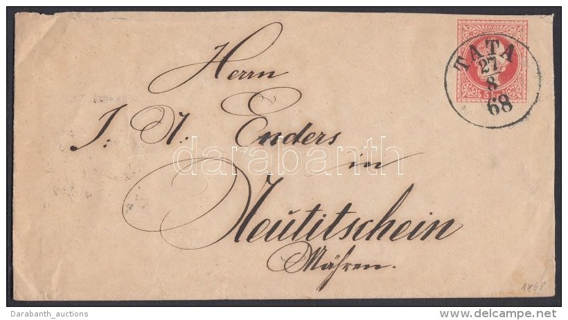 1868 5kr D&iacute;jjegyes Bor&iacute;t&eacute;k / PS-cover 'TATA' - 'WIEN' - 'NEUTITSCHEIN'... - Autres & Non Classés