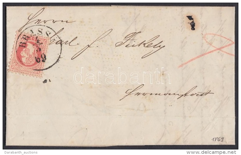 1869 5kr T&aacute;vols&aacute;gi Lev&eacute;len Teljes Tartalommal / On Cover 'BRASSO' - 'NAGY - SZEBEN' - Autres & Non Classés