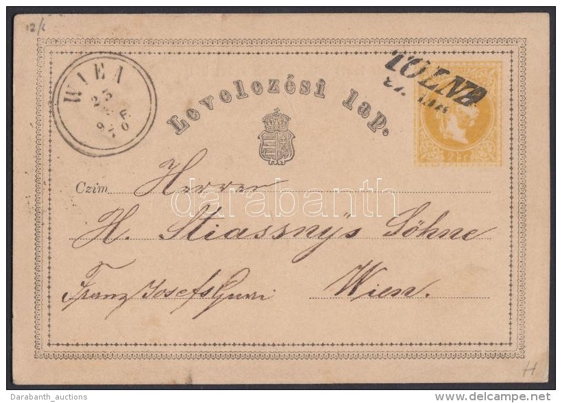 1870 2kr D&iacute;jjegyes LevelezÅ‘lap / PS-card  'TOLNA' - 'WIEN' - Autres & Non Classés