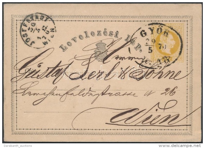 1870 2kr D&iacute;jjegyes LevelezÅ‘lap, Sz&eacute;p S&ouml;t&eacute;t Sz&iacute;n / PS-card 'GYÅR / RAAB / 70' -... - Autres & Non Classés