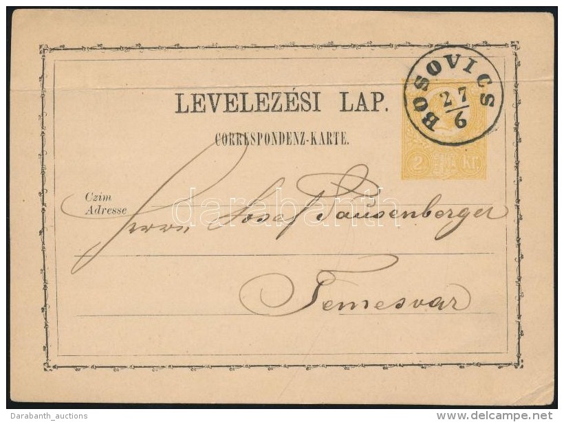 1871 2kr D&iacute;jjegyes LevelezÅ‘lap / PS-card 'BOSOVICS' - Temesv&aacute;r - Autres & Non Classés