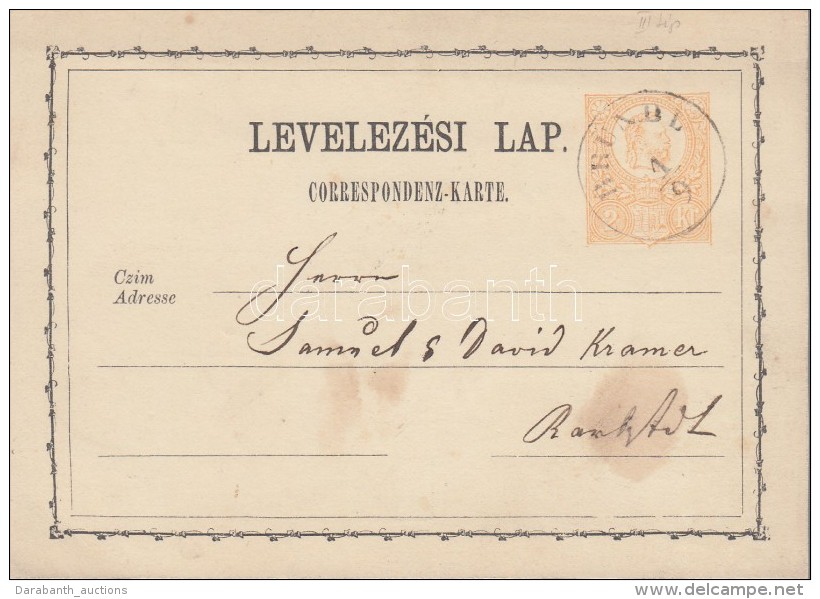 1873 2kr D&iacute;jjegyes LevelezÅ‘lap / PS-card 'BR&Uuml;NDL' - Autres & Non Classés