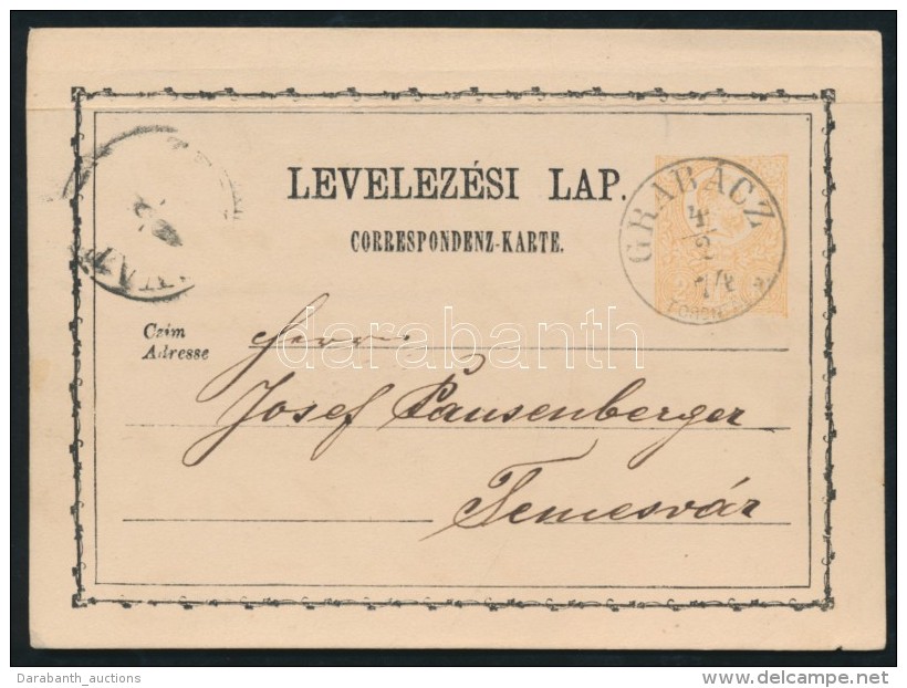 1874 D&iacute;jjegyes LevelezÅ‘lap / PS-card 'GRAB&Aacute;CZ TORONT&Aacute;L M.' - Temesv&aacute;r - Autres & Non Classés