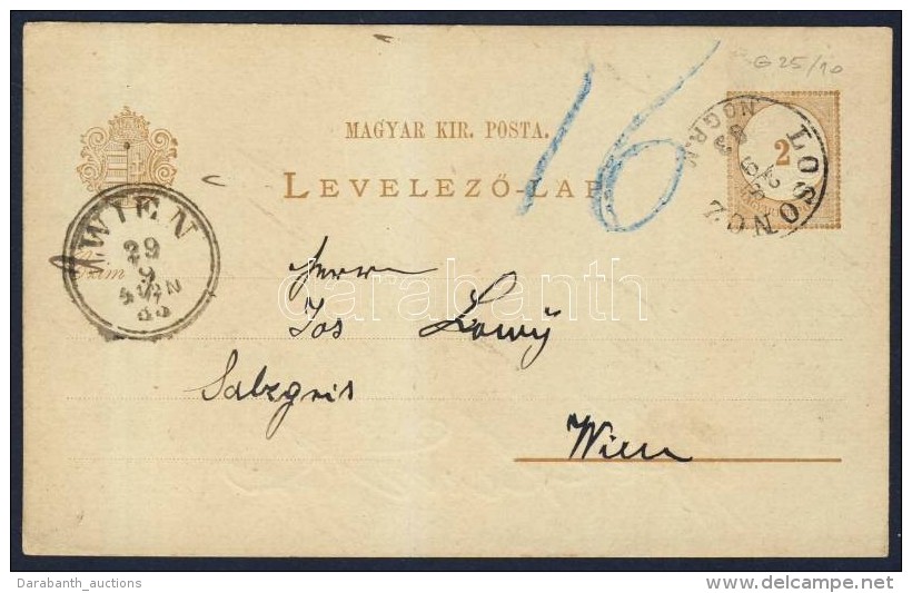 1883 D&iacute;jjegyes LevelezÅ‘lap / PS-card 'LOSONC/N&Oacute;GR.M.' - 'WIEN' - Autres & Non Classés