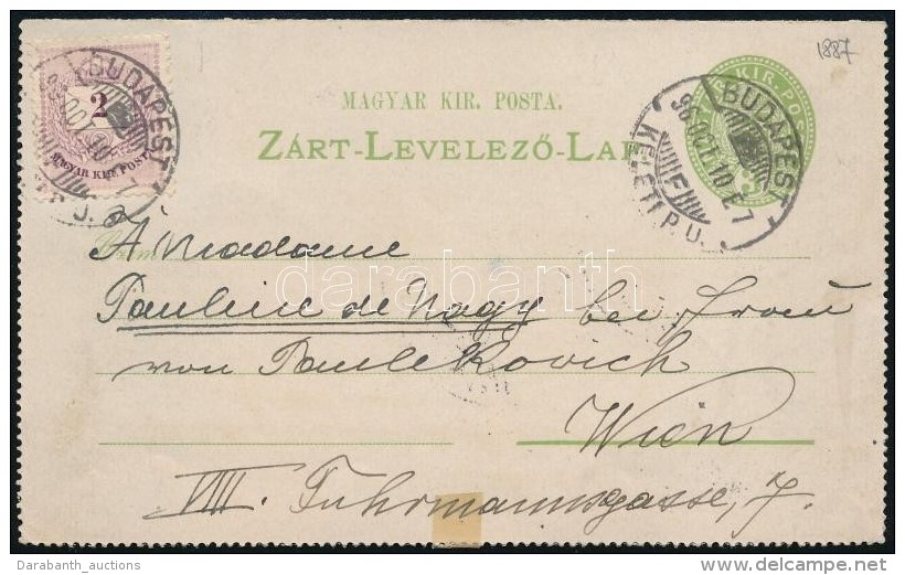 1896 2kr D&iacute;jkieg&eacute;sz&iacute;t&eacute;ssel Z&aacute;rt D&iacute;jjegyes LevelezÅ‘lap 'BUDAPEST / KELETI... - Autres & Non Classés