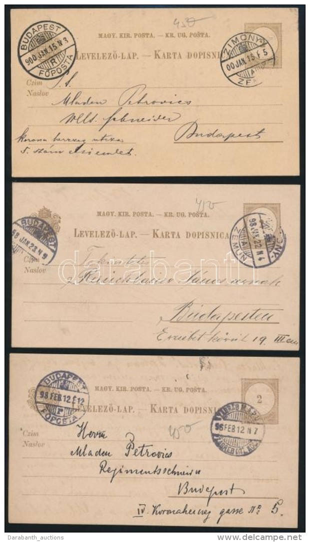 1898-1900 3 Db 2kr D&iacute;jjegyes LevelezÅ‘lap K&eacute;tnyelvÅ± B&eacute;lyegz&eacute;sekkel - Autres & Non Classés