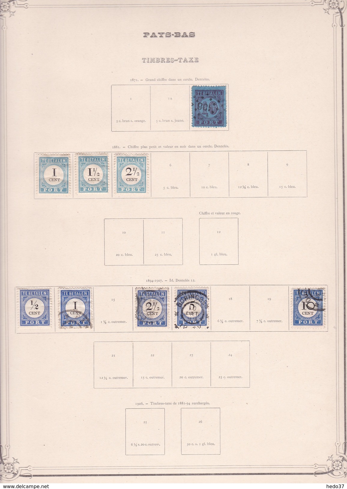 Pays Bas - Collection Vendue Page Par Page - Timbres Oblitérés / Neufs *(avec Charnière) -Qualité B/TB - Postage Due