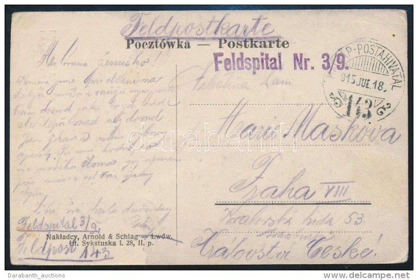 1915 T&aacute;bori Posta K&eacute;peslap 'Feldspital Nr. 3/9' + 'HP 143' - Autres & Non Classés