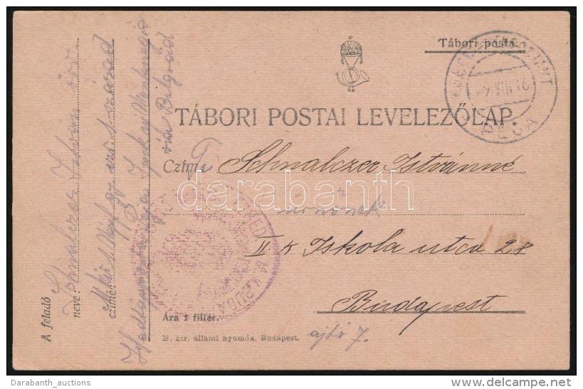 1916 T&aacute;bori Posta LevelezÅ‘lap / Field Postcard M. Kir. 1. N&eacute;pfelkelÅ‘ Gyalog Ezred 1. Sz&aacute;zad... - Autres & Non Classés