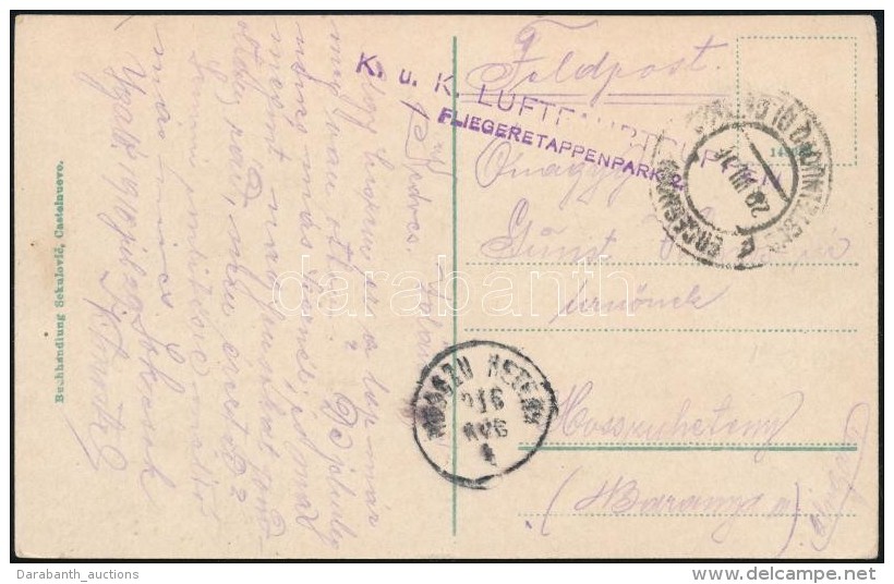 1916 K&eacute;peslap / Postcard 'K.u.k. LUFTFAHRTRUPPEN FLIEGERETAPPENPARK 2.' - Autres & Non Classés