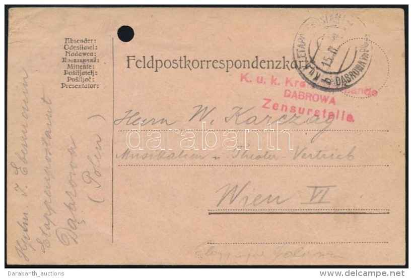 1916 T&aacute;bori Posta LevelezÅ‘lap 'K.u.k. Kreiskommando' + 'EP DABROWA In POLEN B' - Autres & Non Classés