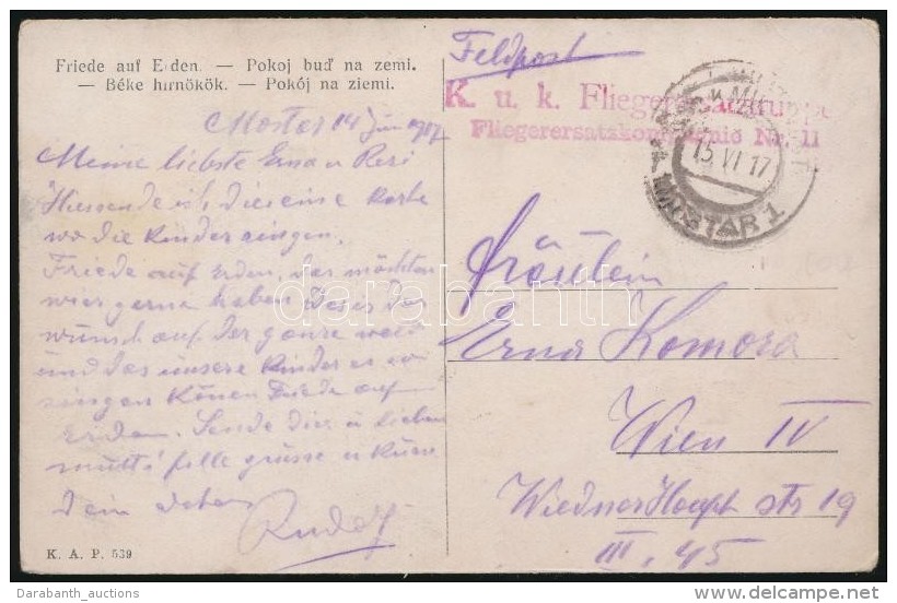 1917 T&aacute;bori Posta K&eacute;peslap / Field Postcard 'K.u.k. Fliegerersatztruppe Fliegerersatzkompagnie Nr.... - Autres & Non Classés