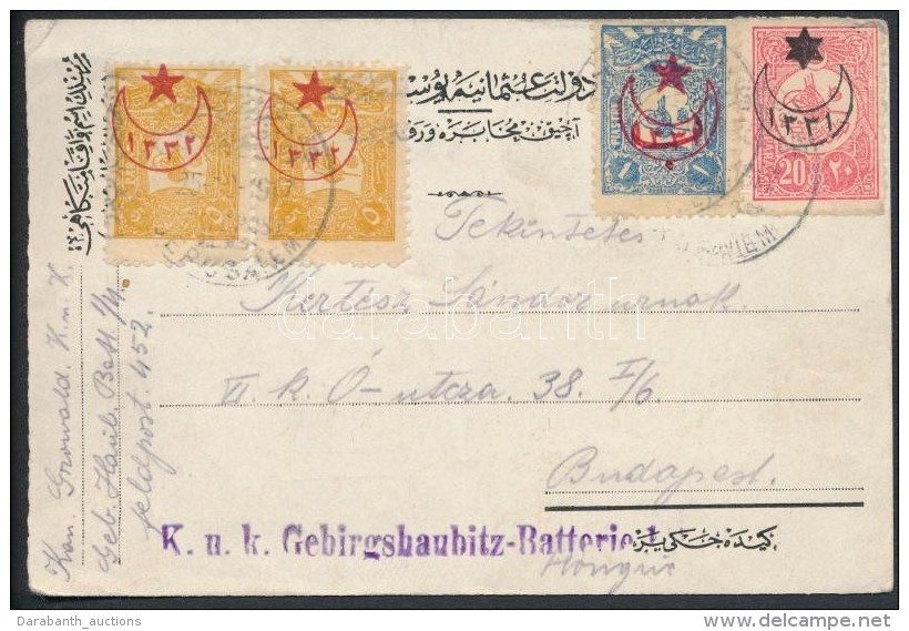 1917 LevelezÅ‘lap T&ouml;r&ouml;k B&eacute;lyegekkel 'FELDPOST MIL. MISSION JERUSALEM' + 'K.u.K. Gebirghaubitz -... - Autres & Non Classés