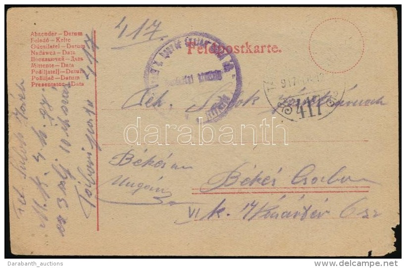 1917 T&aacute;bori Posta LevelezÅ‘lap / Field Postcard 'TP 417' - Autres & Non Classés