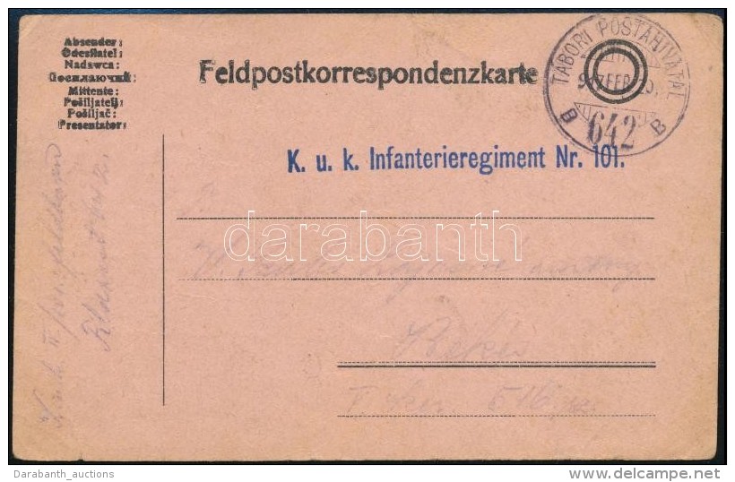 1917 T&aacute;bori Posta LevelezÅ‘lap / Field Postcard 'K.u.k. Infanterieregiment No.101' + 'TP 642 B' - Autres & Non Classés