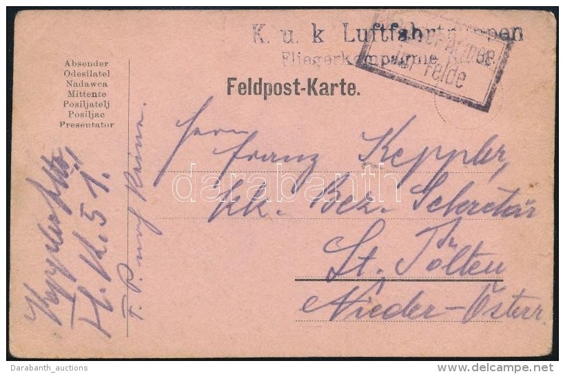 1917 T&aacute;bori Posta LevelezÅ‘lap / Field Postcard 'K.u.k. Luftfahrtruppen Fliegerkompagnie Nr. 51.' - Autres & Non Classés