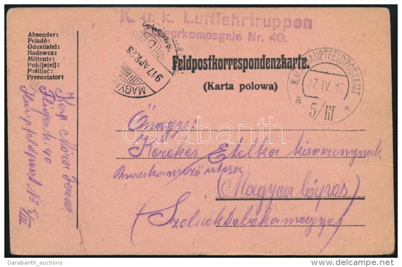 1917 K&eacute;peslap / Postcard 'K.u.k. Luftfahrtruppen Fliegerkompagnie Nr. 40.' + 'HFP 5/IIIa' - Autres & Non Classés
