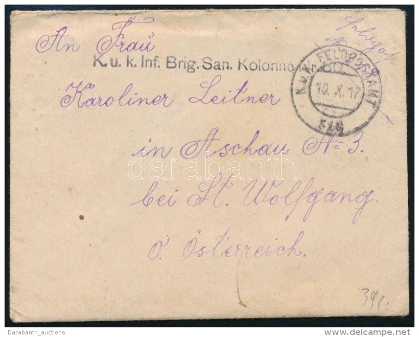 1917 T&aacute;bori Posta Lev&eacute;l Tartalommal 'K.u.k. Inf. Brig. San. Kolonne Nr.80.' + 'FP 318' - Autres & Non Classés