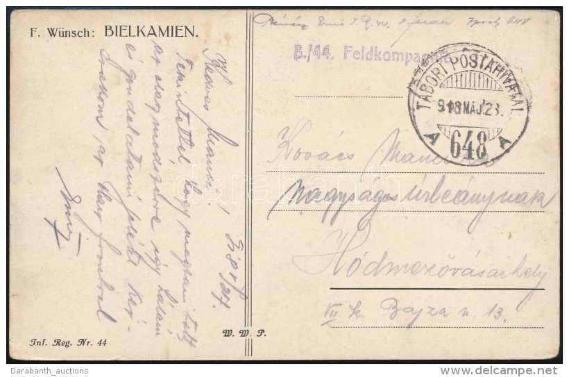 1918 T&aacute;bori Posta K&eacute;peslap / Field Postcard 'B/44 Feldkompagnie' + 'TP 648 A' - Autres & Non Classés