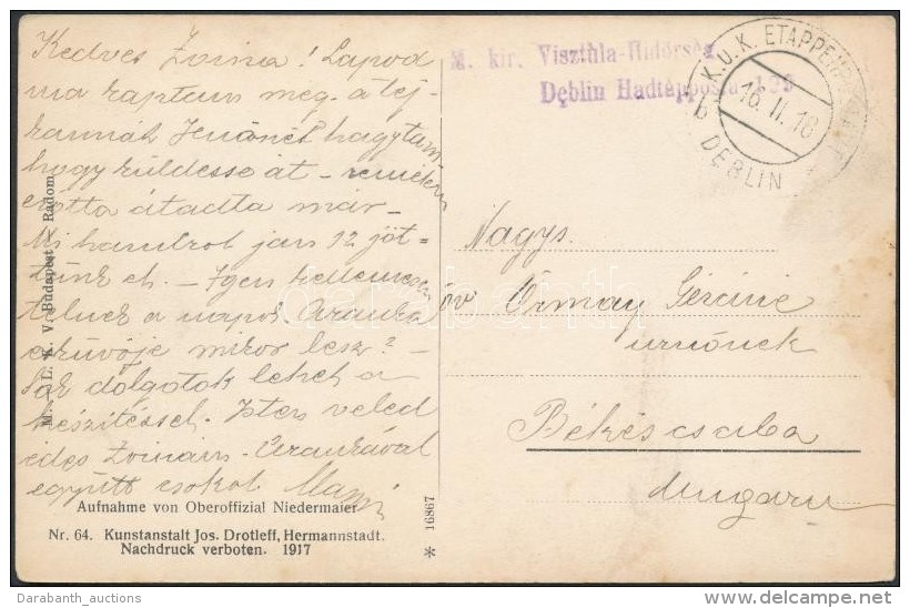 1918 T&aacute;bori Posta K&eacute;peslap / Field Postcard 'M. Kir. Visztula-Hid&ouml;rs&eacute;g Deblin... - Autres & Non Classés