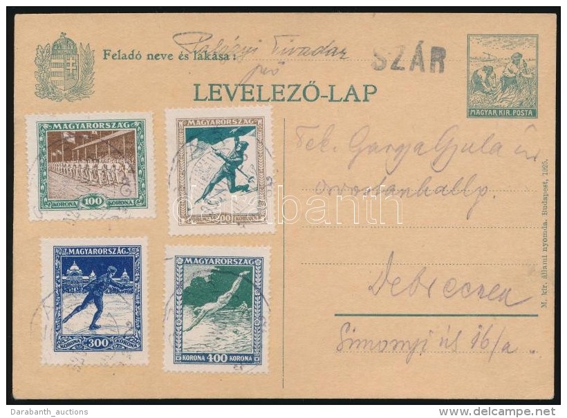 1925 LevelezÅ‘lap Sport B&eacute;lyegekkel / Sports Stamps On Postcard 'SZ&Aacute;R' - Debrecen - Autres & Non Classés