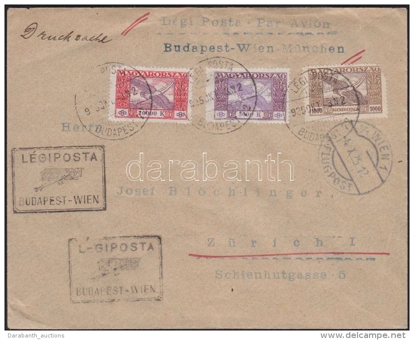 1925 (16. D&iacute;jszab&aacute;s) L&eacute;gi Lev&eacute;l Z&uuml;richbe / Airmail Cover To Z&uuml;rich Via Vienna - Autres & Non Classés