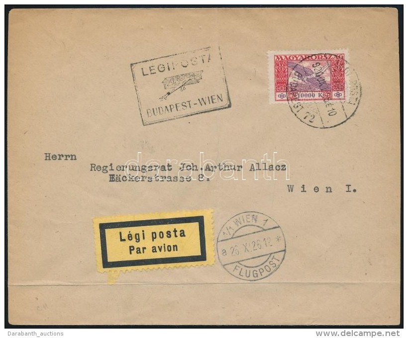 1926 (16. D&iacute;jszab&aacute;s) Ikarusz 10000K L&eacute;gi Lev&eacute;len B&eacute;csbe / Airmail Cover To... - Autres & Non Classés