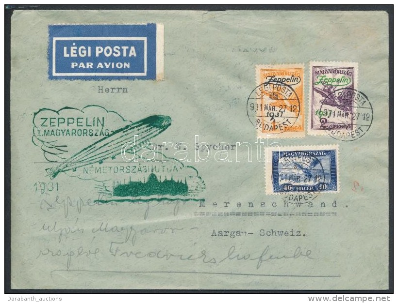 1931 Zeppelin Magyarorsz&aacute;g - N&eacute;metorsz&aacute;gi &uacute;tja Lev&eacute;l 1P &eacute;s 2P Zeppelin... - Autres & Non Classés