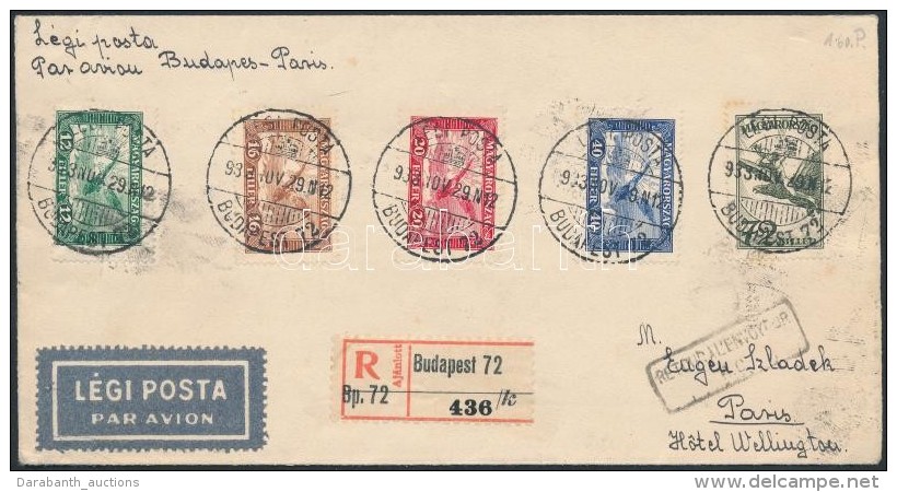 1933 Aj&aacute;nlott L&eacute;gi Lev&eacute;l P&aacute;rizsba, Visszak&uuml;ldve / Registered Airmail Cover To... - Autres & Non Classés