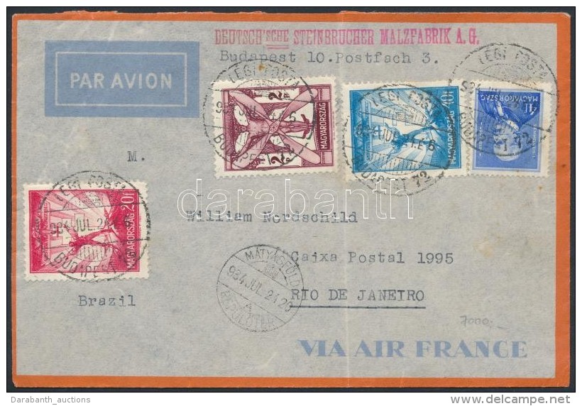 1934 L&eacute;gi Lev&eacute;l Rio De Janeir&oacute;ba / Airmail Cover To Rio De Janeiro - Autres & Non Classés