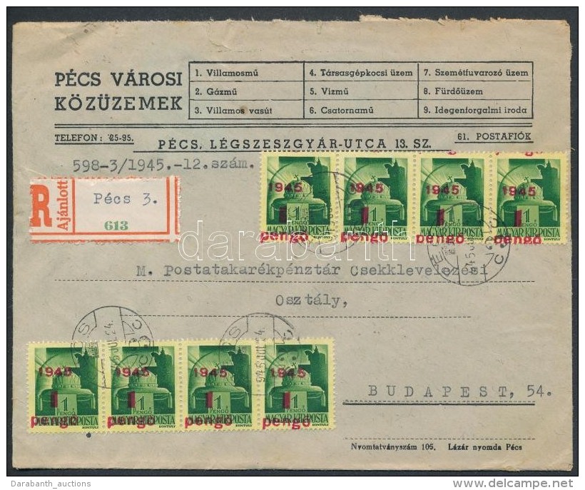 1945 (2. D&iacute;jszab&aacute;s) Aj&aacute;nlott T&aacute;vols&aacute;gi C&eacute;ges Lev&eacute;l... - Autres & Non Classés