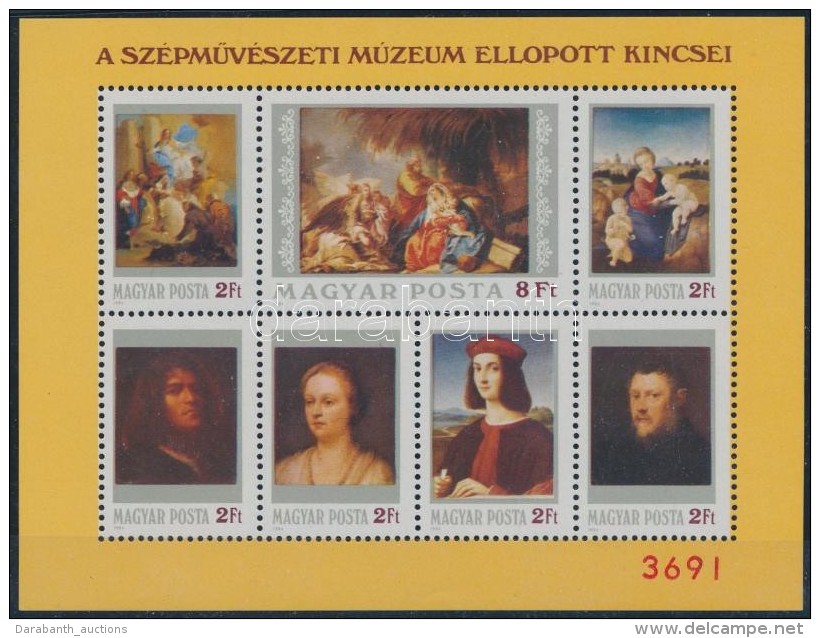 ** 1984 Festm&eacute;nyek (XXII.) - A Sz&eacute;pmÅ±v&eacute;szeti M&uacute;zeum Ellopott Kincsei Blokk... - Autres & Non Classés