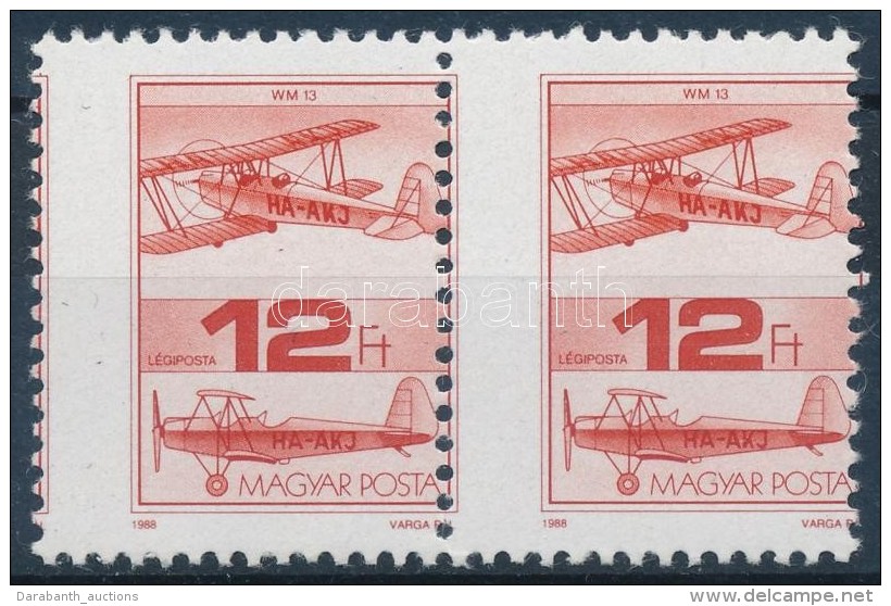 ** 1988 Rep&uuml;l&eacute;st&ouml;rt&eacute;net 12Ft P&aacute;r Elfogazva / Mi 3988 Pair Shifted Perforation - Autres & Non Classés