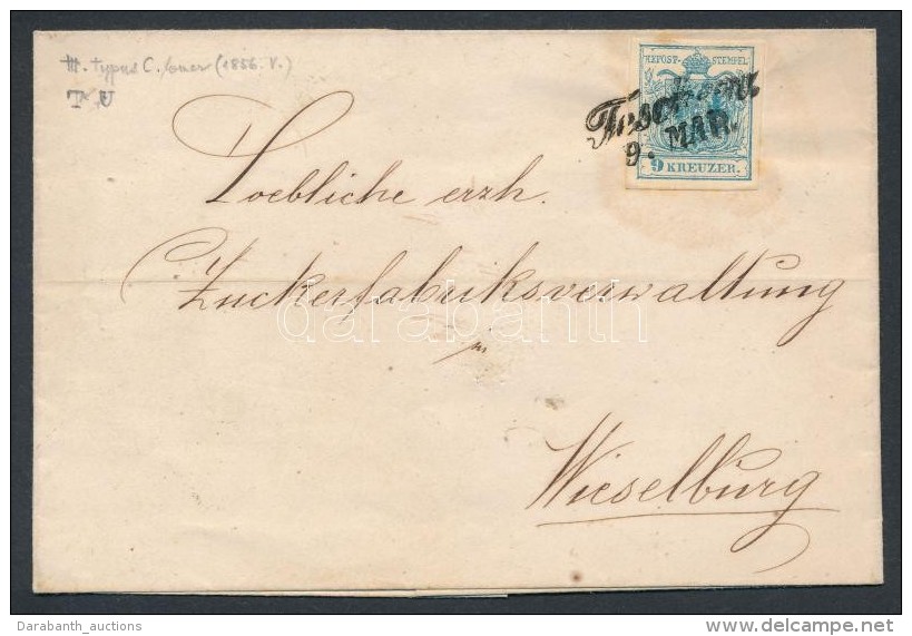 1856 9kr Lev&eacute;len / On Cover 'Teschen' - 'PRESSBURG' - 'WIESELBURG' - Autres & Non Classés