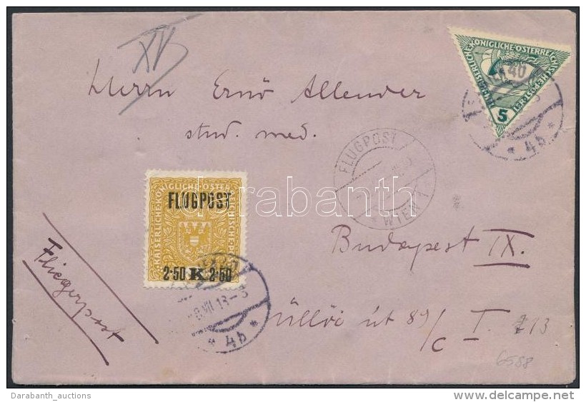 1918 07. 09. L&eacute;gi Lev&eacute;l Budapestre / Airmail Cover Wien - Budapest - Autres & Non Classés
