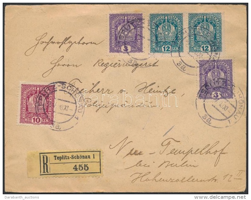 1918 Aj&aacute;nlott Lev&eacute;l Berlinbe / Registered Cover To Germany - Autres & Non Classés