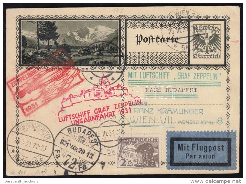 1931 Zeppelin Magyarorsz&aacute;gi &uacute;tja, K&eacute;peslap  B&eacute;csbe / Zeppelin Flight To Hungary,... - Autres & Non Classés